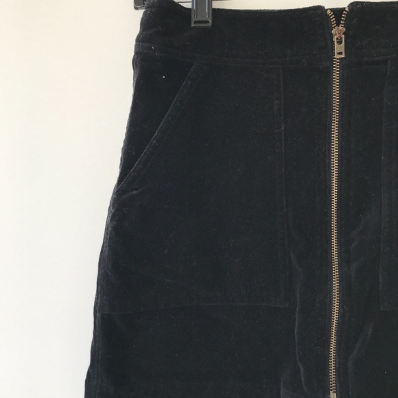 Navy Velvet Zipped- Up Skirt - Picture 3 of 3